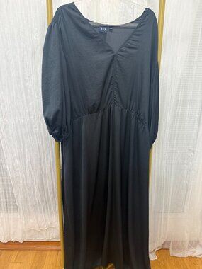 GAP Blouson Cutout Maxi Dress XXL Black Puff Sleeve Altered Back